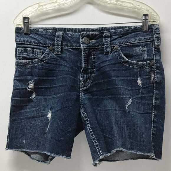 Silver Suki Surplus Cutoff Embellished Jean Shorts - Picture 1 of 13